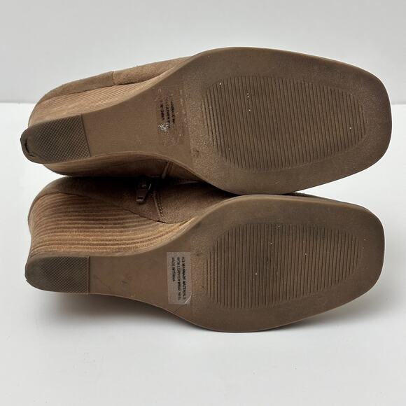 Dolce Vita Rupart Wedge Square Toe Ankle Bootie Truffle Tan Suede Women's Size 7 - Picture 7 of 10